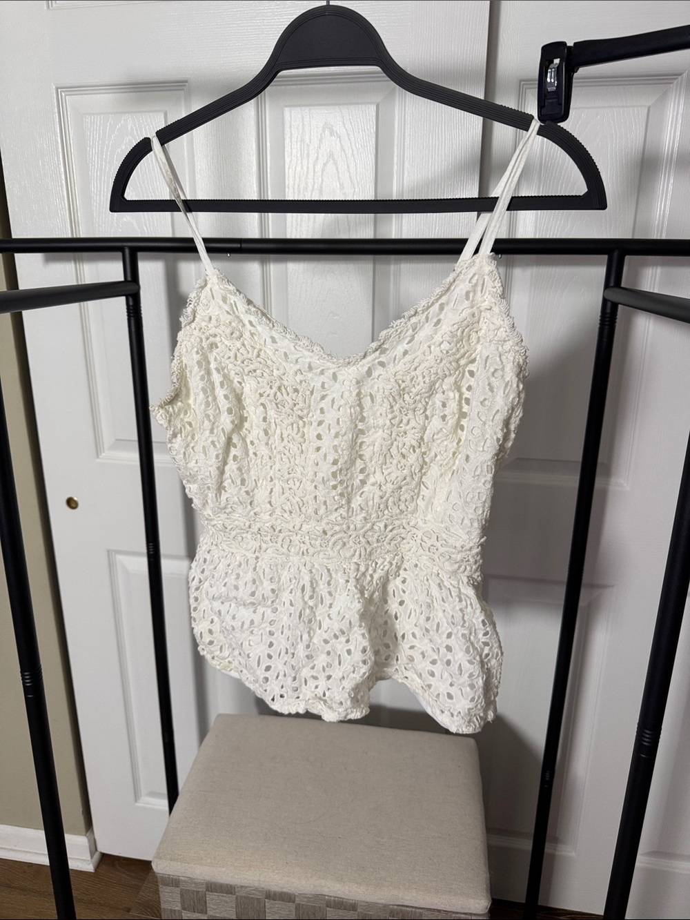 Japna White Eyelet Lace Peplum Cami